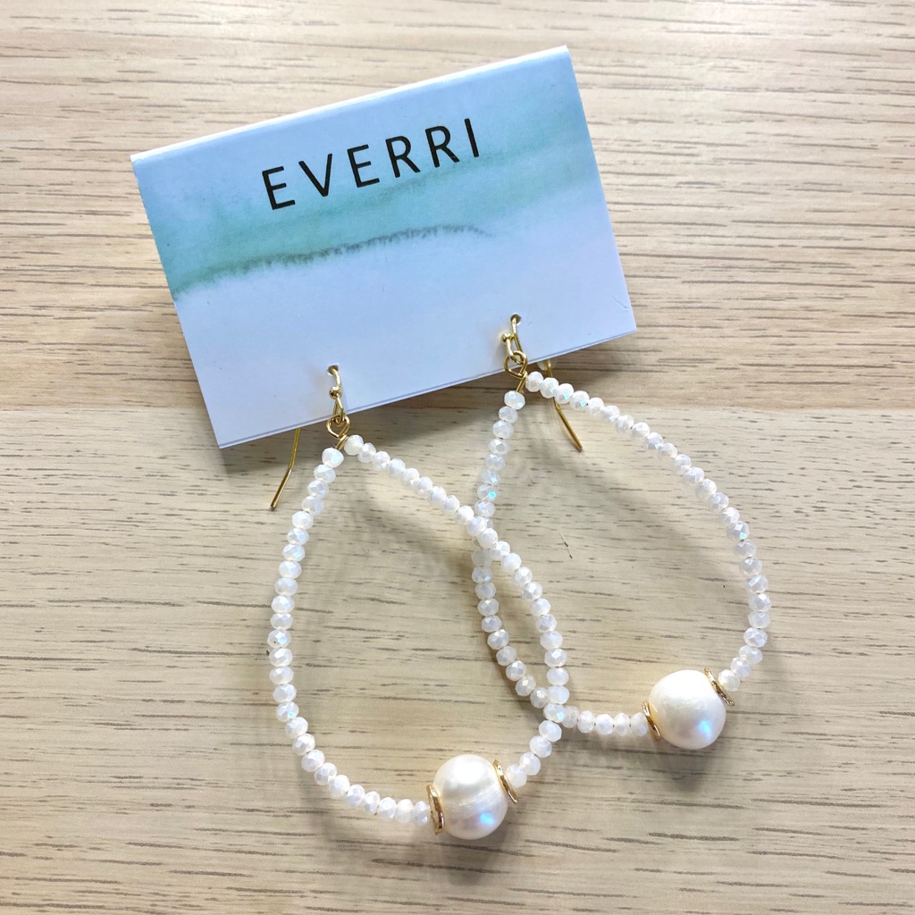 Everri - Beads And Pearl Teardrop Earrings